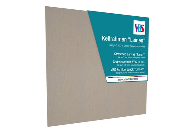 VBS Keilrahmen Leinengewebe, mit 500 g/qm starken Tuch aus 100% naturfarbenem Leinen bespannt
