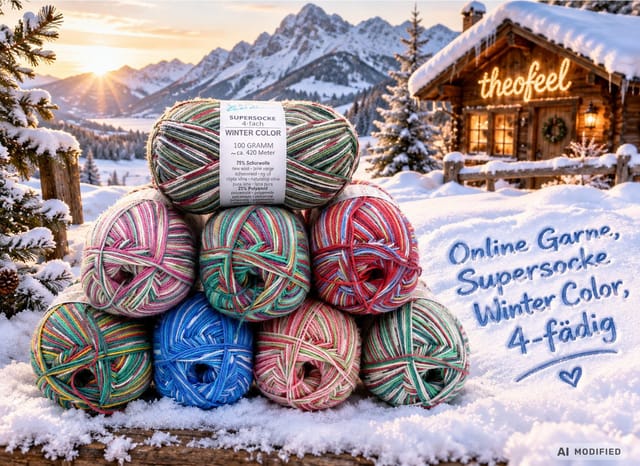 Online Garne Sockenwolle 4fach, Weihnachten, mit Weihnachtsmuster, 100g, 420m Häkelwolle, 420 m (Sockenwolle Weihnachtsmotiv, Sockenwolle 4 fädig), 75% Schurwolle, 25% Polyamid