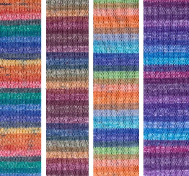 Gründl Sockenwolle Hot Socks Madena 4 x 100 g Paket Wolle zum Socken stricken Häkelwolle, (Sockenwolle 4fach, mit Farbverlauf), 75% Schurwolle, 25% Polyamid