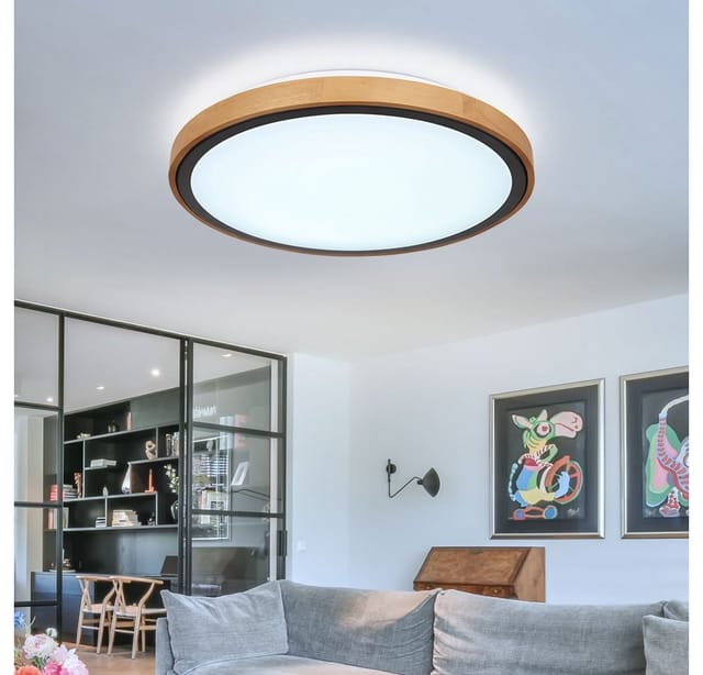 GLOBO LIGHTING LED Deckenleuchte, LED-Leuchtmittel fest verbaut, Warmweiß, Neutralweiß, Tageslichtweiß, Deckenleuchte Holz Wohnzimmerleuchte schwarz