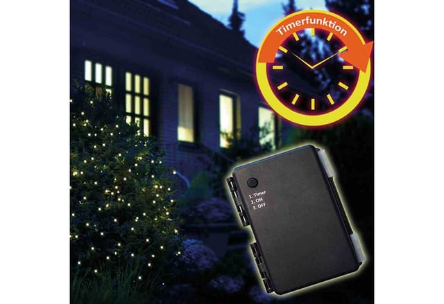 F-H-S International GmbH & Co. KG Lichterkette LED-Batterie-Netz außen 160er 2x2m + Timer 3xAA Lichterkette Außenbele