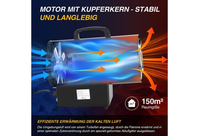 Clanmacy Heizlüfter 10KW Gasheizung für innenräume Gasheizgebläse Heizstrahler Gas, 10000 W, Gasheizer Heizgebläse Baustellen Druckregler
