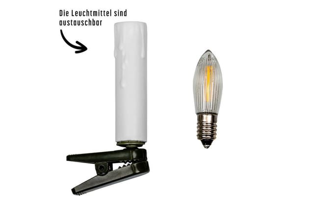 IC Winterworld LED-Lichterkette Retro LED Weihnachtsbaum-Lichterkette mit Filament-Kerzen, E10 Birne, 20-flammig, warm-weiß, 230V, nostalgische Weihnachtsbeleuchtung für Innen