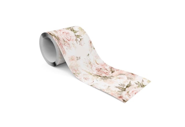 Muralo Bordüre Wandbordüre selbstklebend Blumen – Tapetenbordüre Wohnzimmer, floral, Pastellfarbene Pfingstrosen, 10 x 300 cm, abriebfest, abwischbar