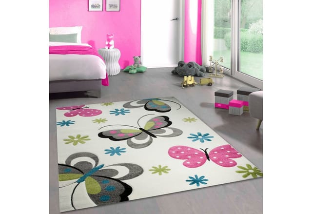 Carpetia Kinderteppich Verspieltes 3D-Motivdesign, rechteckig, Höhe: 13 mm, pflegeleicht, strapazierfähig, handgearbeiteter Konturenschnitt