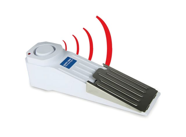 KH Security Türstopper Türstopper mit 120 dB Alarm LED Türkeil Einbruchschutz Weiß-Grau (2 St., 1er-Set & 2er-Set), Batteriewarn-LED & Ein/Aus-Schalter