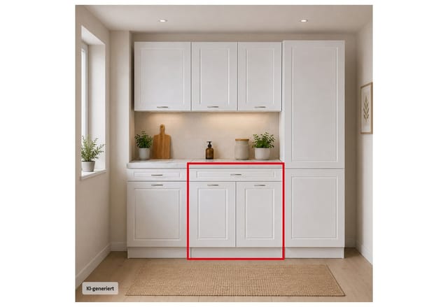 HTI-Living Unterschrank Küchenunterschrank Jenna Country Weiß 80 cm mit Schublade (1 Stück, 1-St., 1 Küchenunterschrank) Modular erweiterbar, Landhausstil, Arbeitsplatte Marmoroptik