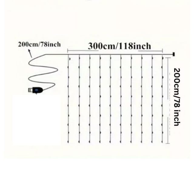 Wrischan Lichterkette Lichtervorhang mehrfarbig USB Lichterkette Vorhang Fenster, 8 Beleuchtungsmodi, USB-betrieben, langlebig