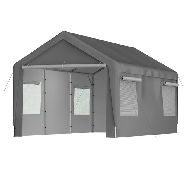 BBWL Garage mit Stahlrahmen, Roll-Up-Fenstern, abnehmbaren Seitenwänden, Carport Garage Zelt 3x6m winterfest, Auto- und Lagerzelt