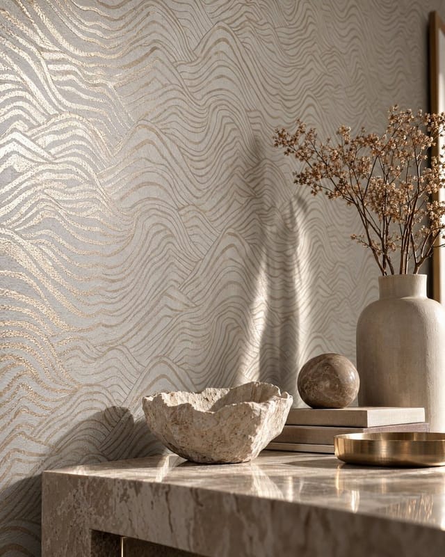 Newroom Vliestapete Grisella Beige Tapete Vliestapete Wellen, Landschaft, strukturiert, Mustertapete