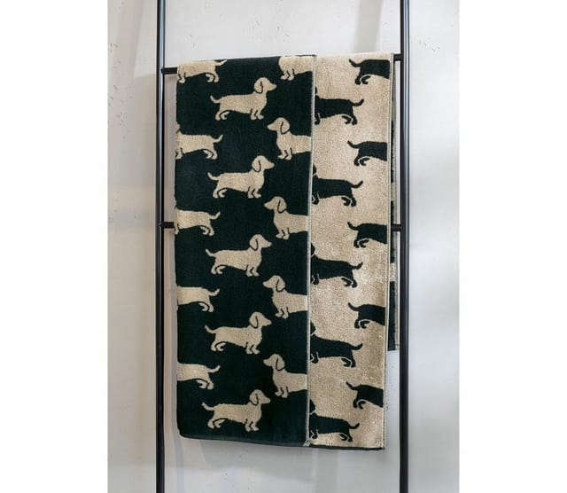 Cawö Badetücher Handtuch We love Dogs Dackel Schwarz Beige (50x100cm)