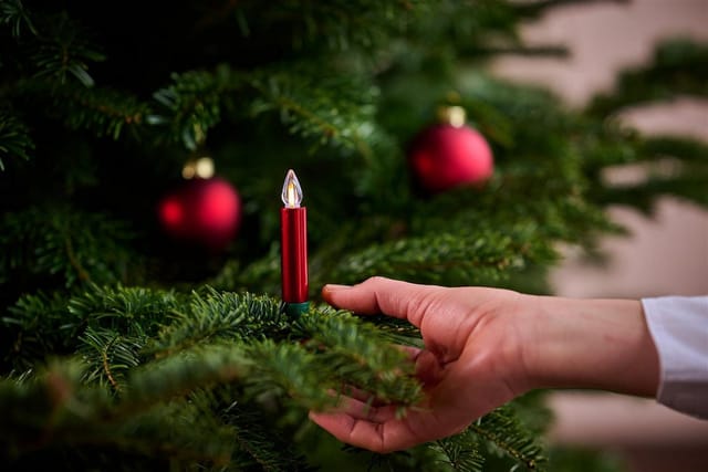 lumix LED-Christbaumkerzen LUMIX SuperLight Flame Mini Metallic Rot Basis