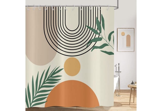 FOUORTUNATE-BEE Duschvorhang Duschvorhang 180x180 cm Beige Blätter Wasserdicht Waschbar Badewanne, Badvorhang für Dusche, Bad, Apartment, Hotel und Wohnheim Dekor