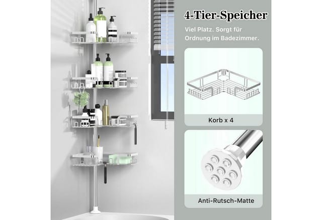 LuxusKollektion Duschregal Duschregal Teleskop 4 Etagen Eckmontage Edelstahl, 1-tlg.