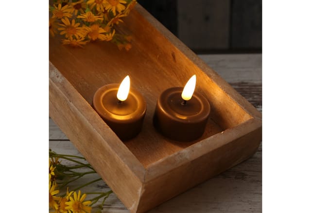 Deluxe Homeart LED-Teelicht LED Teelichter Mia flackernd inkl. Batterien D: 4,1cm mokkafarben 2St., LED Classic, warmweiß (2100K bis 3000K)