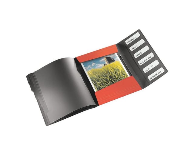 LEITZ Organisationsmappe Solid 4569, Ordnungsmappe mit 6 Fächern, Inhaltverzeichnis, 3 Schutzklappen, A4