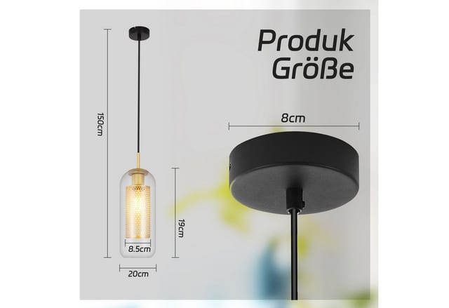 ZMH Pendelleuchte Esszimmer 1 Flammig Modern 150CM E27 Glas Hängelampe Flur, Flexible Installation, ohne Leuchtmittel, Schwarz Gold Pendellampe Glaskugel Küche Schlafzimmer