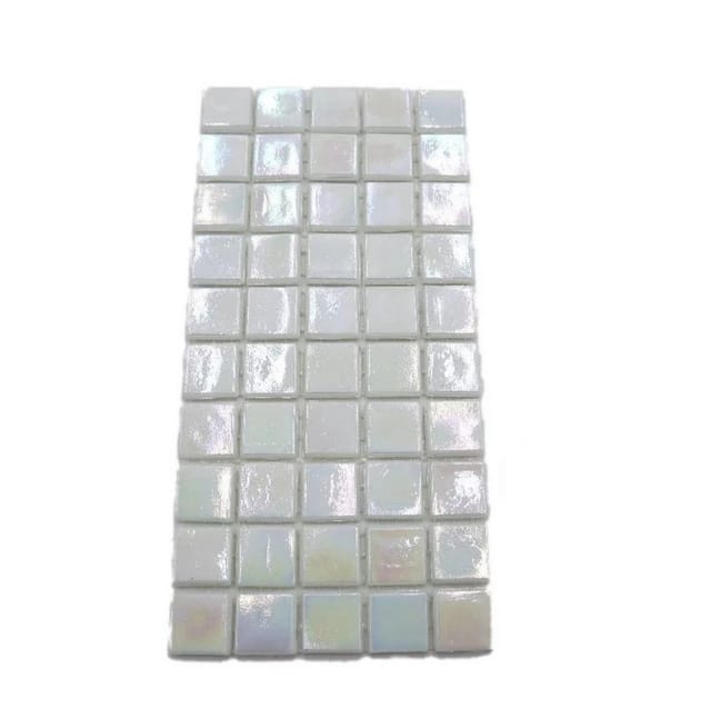 Armena Mosaikfliesen 1.5x1.5cm glänzend Glasmosaik auf netz 5x10 Stück, Weiß
