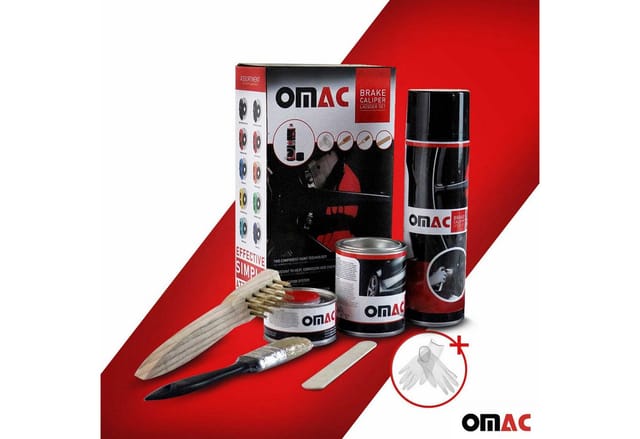 OMAC Sprühfarbe Bremssattellack Texas Rot Glänz Auto Lack Set Hitzebeständig, Hitzbeständig, Starke Haftung, Einfache DIY-Anwendung
