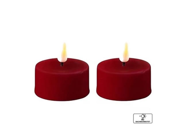Deluxe Homeart LED-Kerze Bordeaux Rote LED Teelichter 2 Set von Deluxe Homeart - LED Kerzen aus