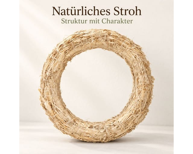 NaDeco Bastelnaturmaterial Strohkranz, Natur, Ø 25 cm, Stärke 5 cm Kranzrohling Strohring