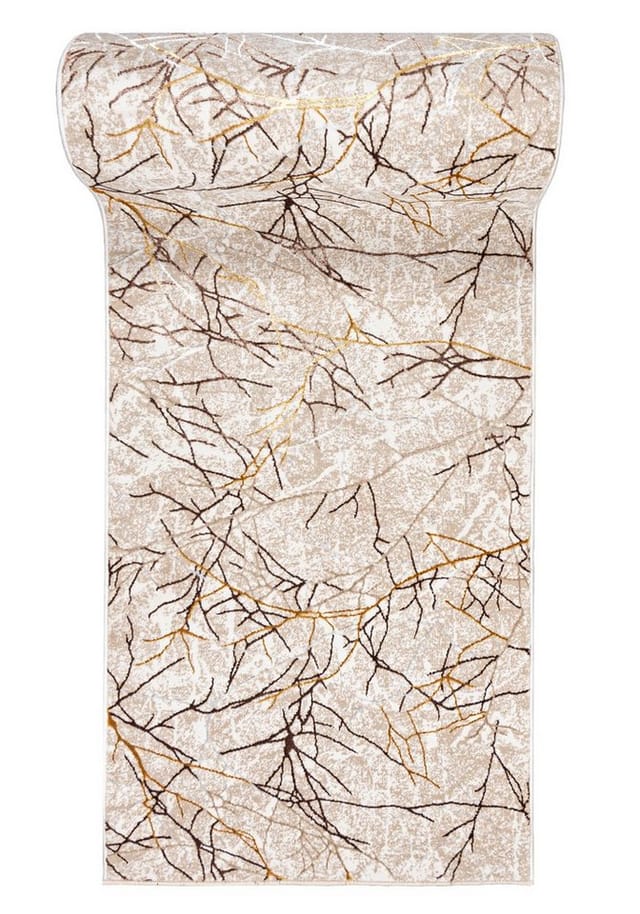 Mazovia Läufer Glamour Abstrakt Beige Creme Flur, Schlafzimmer, Diele, Fußbodenheizung