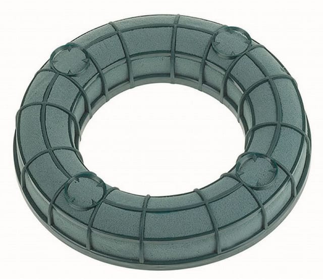 mosy Bastelfilz Steckschaum-Ring, 20 cm, mit Gitter u. Kerzenhalterung, Steckmasse, Steckmoos, Steckschwamm, Kranz, rund