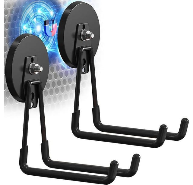 AFKSMILE Magnethalter 2 Stück Magnetische Haken für die Garage mit rutschfester Beschichtung, Für Küche Garage Kühlschrank Vorhänge Klassenzimmer Grill Werkzeuge