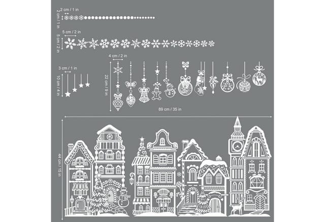 LuxusKollektion Fenstersticker Fensterbilder Weihnachten Häuser Schneeflocke Weiß