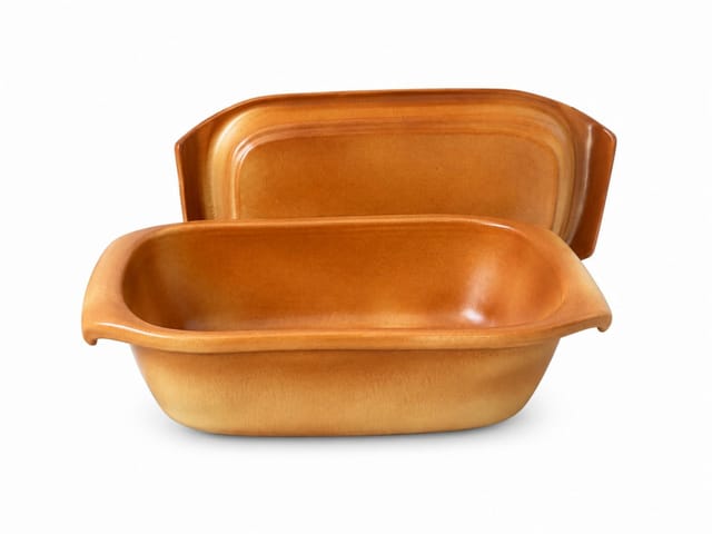 KERAZO Brotbackform 3,5L Keramik Bräter mit Deckel Brottopf Auflaufform 33x16x14cm, braun, Für knuspriges Brot und saftige Ofengerichte
