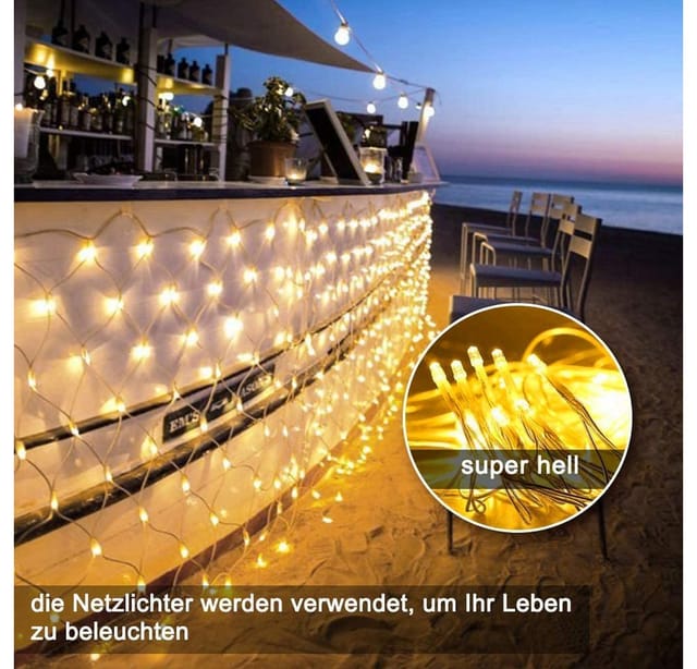 oyajia LED-Lichternetz LED Netzlicht Lichterkette Außen, 8 Modi Lichtervorhang Weihnachtsdeko, Netzlicht Timer, Memory-Funktion für Weihnachten Party Hochzeit Garten