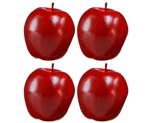 Kunstpflanze Deko Apfel Rot Künstlich Deko Obst Ø8cm H9,5cm Red Delicious, 4 Stück, Viana, Höhe 9.5 cm