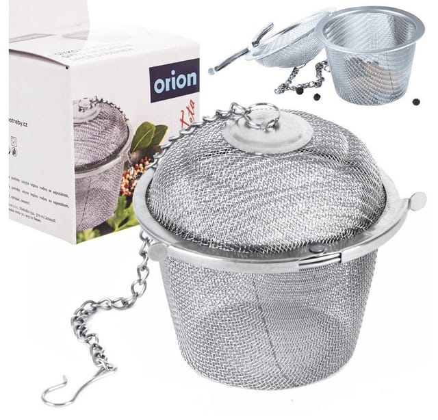 Orion Group Teesieb 6 cm Gewürzkugel mit Kette und Haken, Edelstahl, (1-St), wiederverwendbar, verschließbar