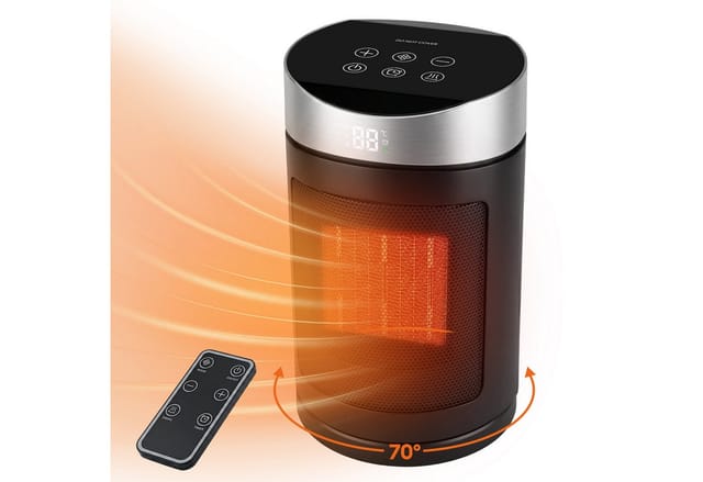 HS Onsing Heizlüfter Energiesparender, Heizlüfter Klein,1500W PTC Keramikheizlüfter,4 Modi, 43 dB,70° Oszillierend,Überhitzungs & Kippschutz,12h Timer
