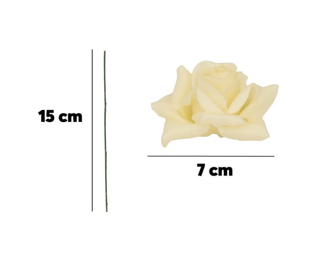 matches21 HOME & HOBBY Bilderrahmen Wachsrosen mit Stiel als Kunstrosen Rosen-Blüten in creme-weiß, (10 St), 10 künstliche Wachs-Blüten Textil-Rosen Blumengestecke Deko-Rosen