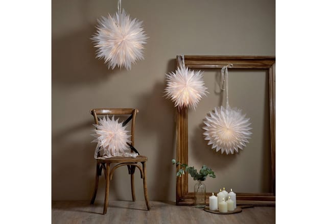MARELIDA Papierstern Papierstern Eisblume Weihnachtsstern Faltstern 60cm Leuchtstern weiß