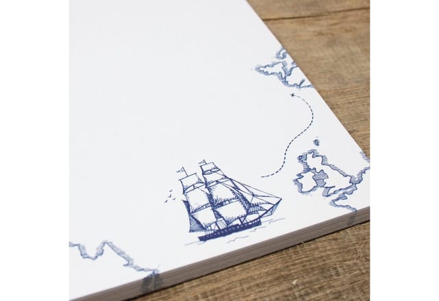 Bow & Hummingbird Notizblock Notizblock Segelschiff, 100 % Recyclingpapier