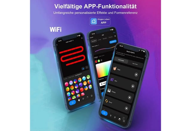 Lapalife LED Wandleuchte Wandlampe Innen LED Dreieck Lampe, RGB Gaming Stimmungslicht, WLAN-App, WiFi & Bluetooth & Fernbedienung, 5V USB, für Gaming Zimmer Dekoration