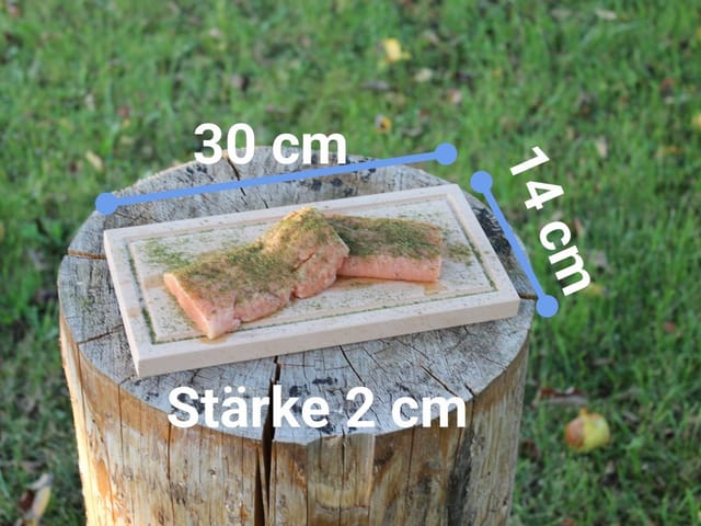 Schilling Fischgrilltechnik Grillguthalter Grillbrett Buche kompakt für Fischfilet und ganze Fische, Buche naturbelassen, (Einzelbrett, Grillbrett mit Anleitung), handbearbeitetes Buchengrillbrett mit 20 mm Stärke, Made in Germany