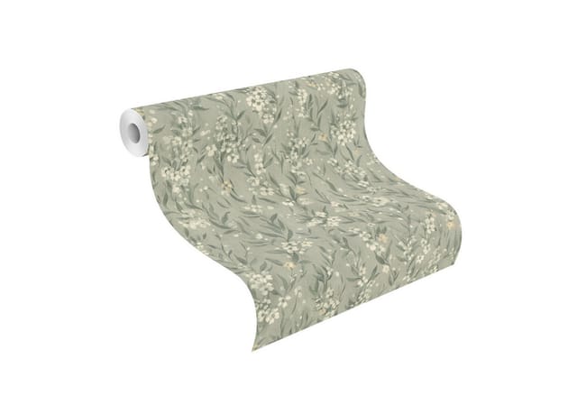 Rasch Vliestapete mit Kirschblüten in Grün - Vliestapete floral - Noble Zen, strukturiert, floral, natürlich, botanisch, geblümt, (1 Rolle, 1 St), Kirschblume