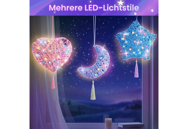 Youyijia Bastelnaturmaterial LED Fadenkunst Bastelset für DIY Leuchtlaterne Bastelset Geschenk