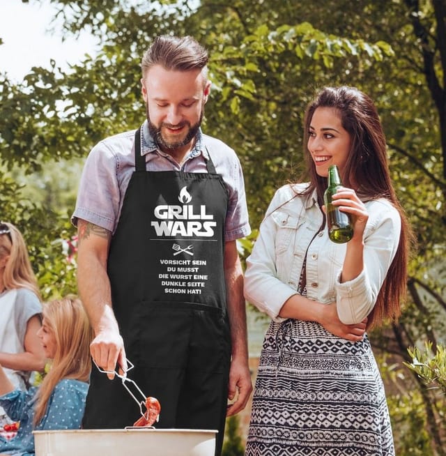 MoonWorks Grillschürze Grill wars Schürze für Männer mit Spruch, mit kreativem Aufdruck