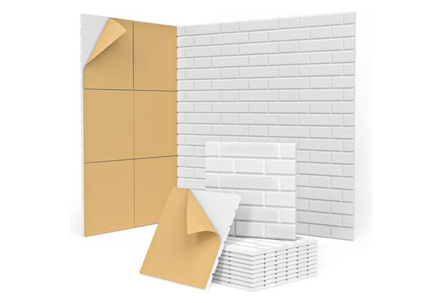 GLIESE POWER Akustikplatte Selbstklebend – 12 Stück, Hohe Dichte & Schallabsorbierend, Ziegelstein-Design, selbstklebend, 100% Polyester – bessere Akustik.