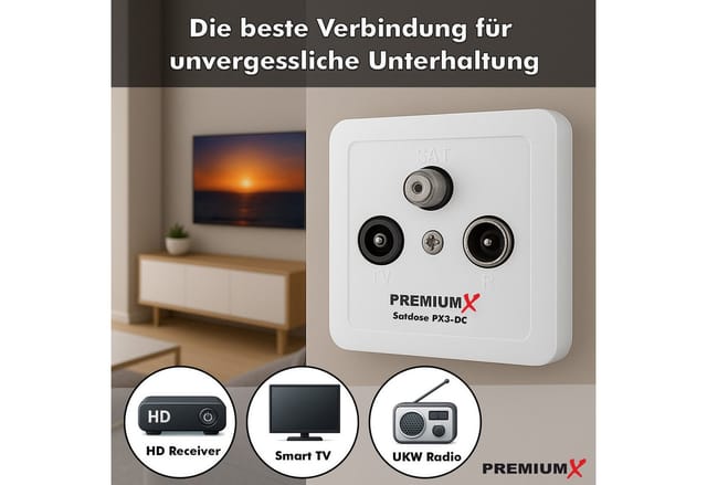PremiumX Antennensteckdose 5x PX3-DC 3-fach Sat Durchgangsdose DC-Durchgang