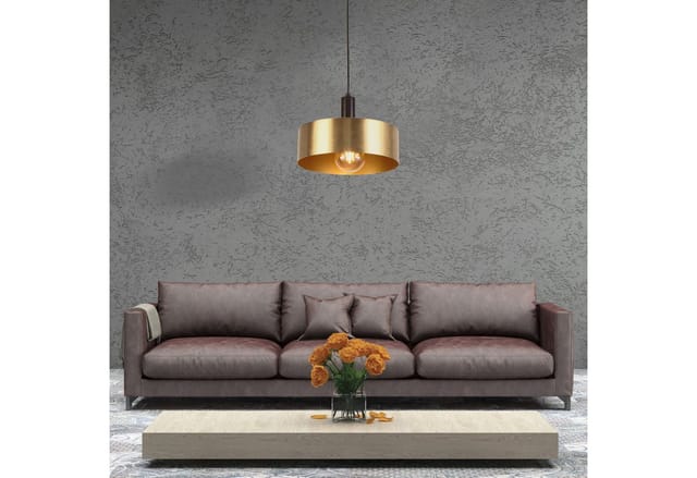 Licht-Erlebnisse Pendelleuchte PETERSON, ohne Leuchtmittel, Wohnzimmer in Schwarz Gold E27 Ø 30 cm Metall Modern