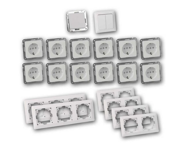 ChiliTec Unterputz-Steckdose MILOS Set "Niveau", 21-teilig, weiß, Starter-Set