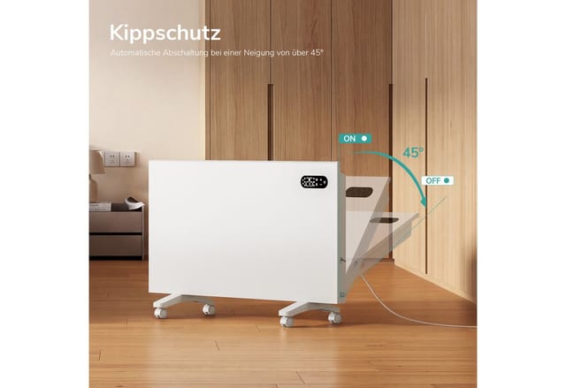 EMKE Heizkörper Mobiler Heizkörper 2000 W mit WLAN und Thermostat, Elektrischer Konvektor mit App-Steuerung, IP24 und 7-Tage-Timer