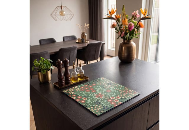MuchoWow Herd-Abdeckplatte Blumen - Grün - Weihnachten - Rot - Feiertage, Vinyl, (1 tlg), Cerankochfeld Abdeckung, Herd Abdeckplatten Vinyl, 58x59 cm