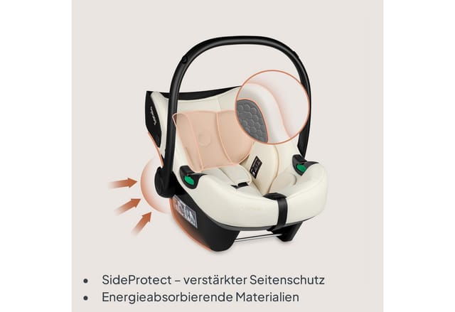 lionelo Autokindersitz ASTRID I-SIZE, ab: ab Geburt, bis: bis ca. 15 Monate, ab: 40 cm, bis: 87 cm, (Set mit Zubehör), SideProtect/Memory Foam/Dri-Seat/Sonnenverdeck/Kopfstütze