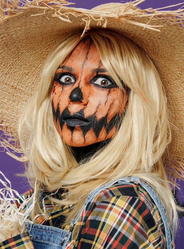 Maskworld Theaterschminke Halloween Vogelscheuche Make-up Set, Gut deckendes Halloween Schminkset auf Wasserbasis